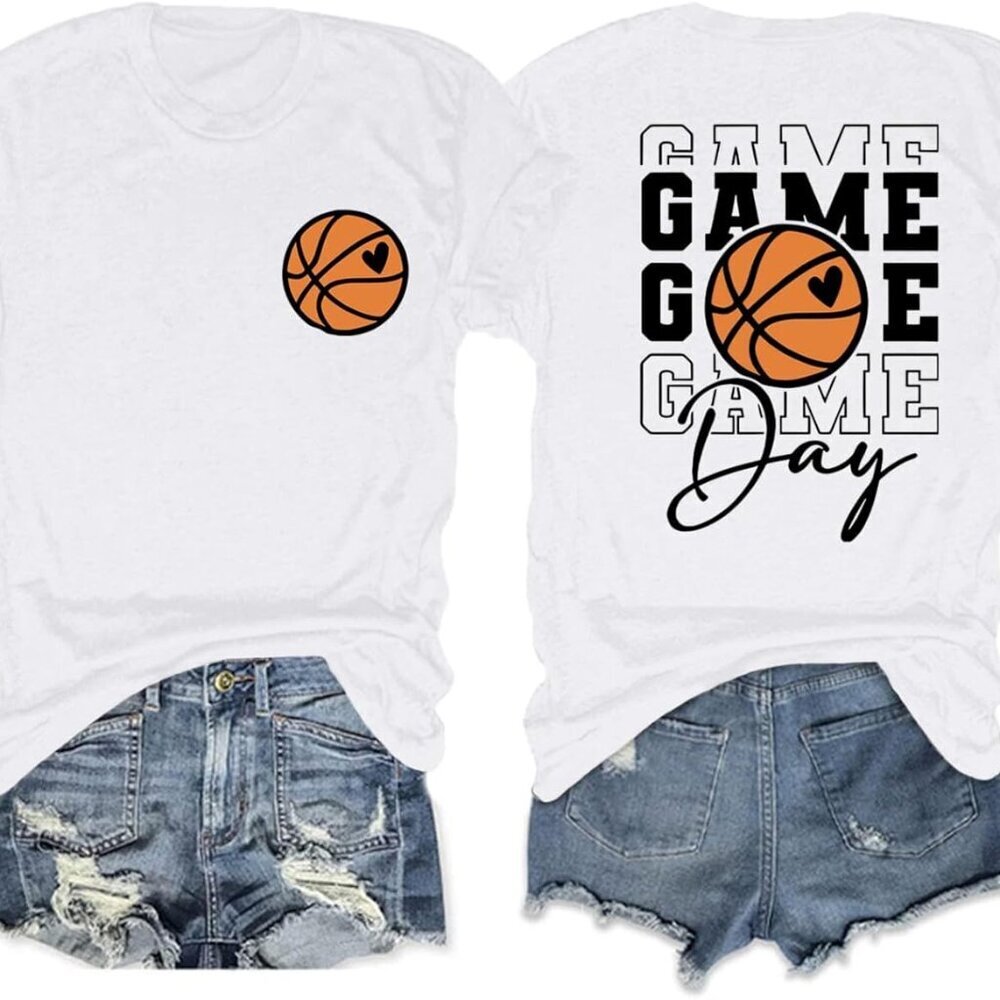 Basketball Mom Shirts For Women Game Day Shirt Funny Print Tshirts Vintage Graph